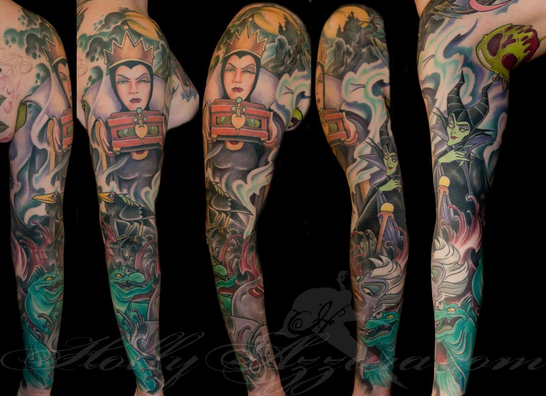 Disney evil queen sleeve spread by Holly Azzara TattooNOW